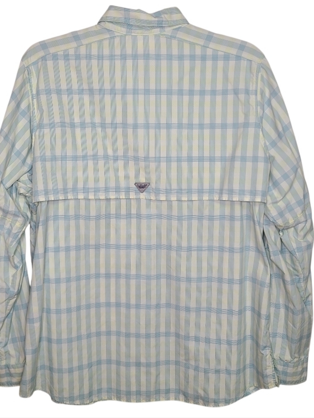 ​Columbia PFG Super Bahama Long Sleeve Fishing Shirt Women's L Blue Yellow Plaid - Picture 4 of 10